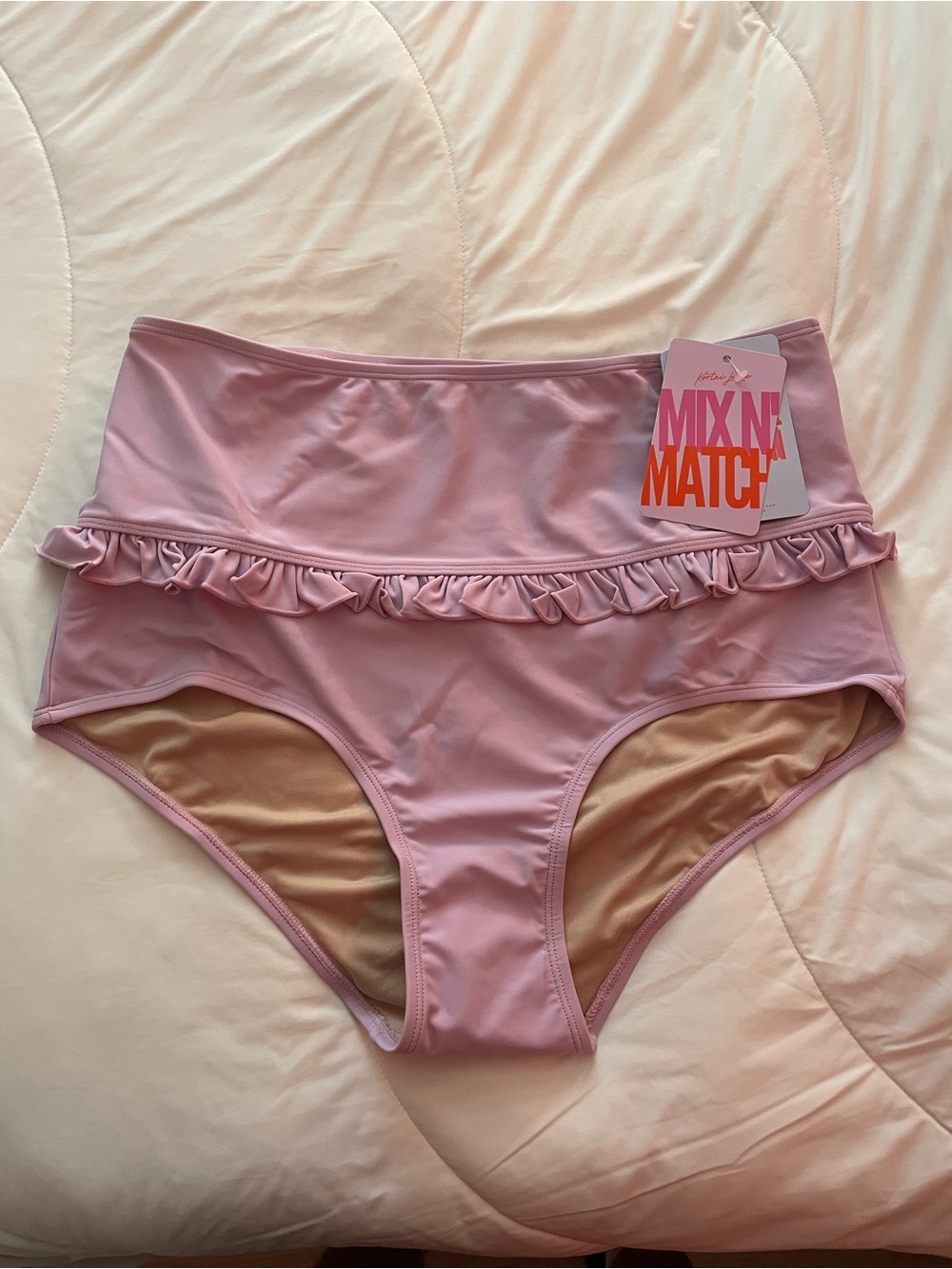 kortni jeane lilac high-waisted mid-ruffle swimsuit bottoms